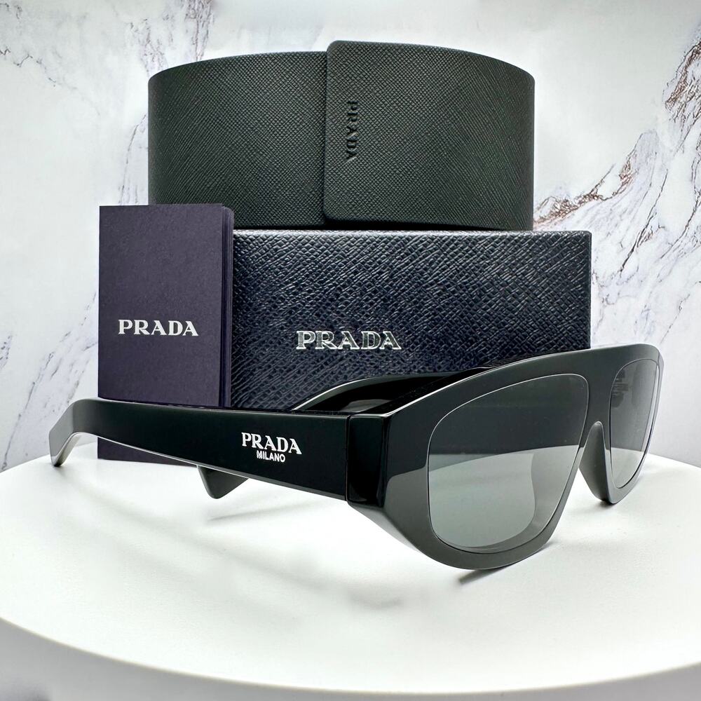 New PRADA Sunglasses Black Gray Lens 57-13-140 Authentic Prada